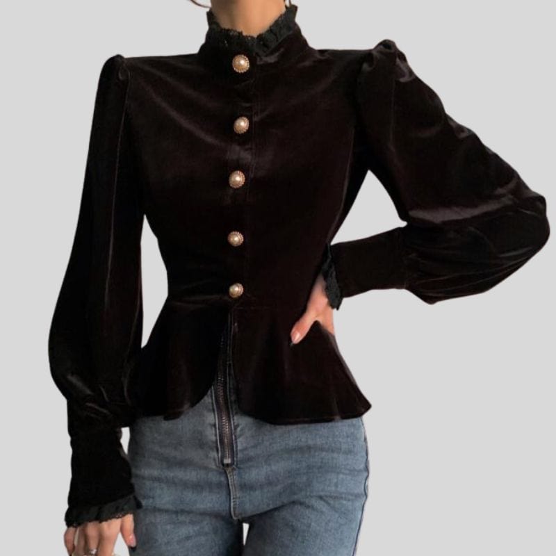 Chemise-Femme-Velours-Noir