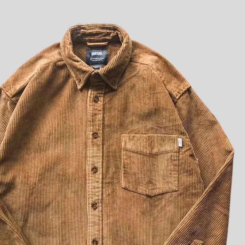 Chemise-Homme-Velours-Marron