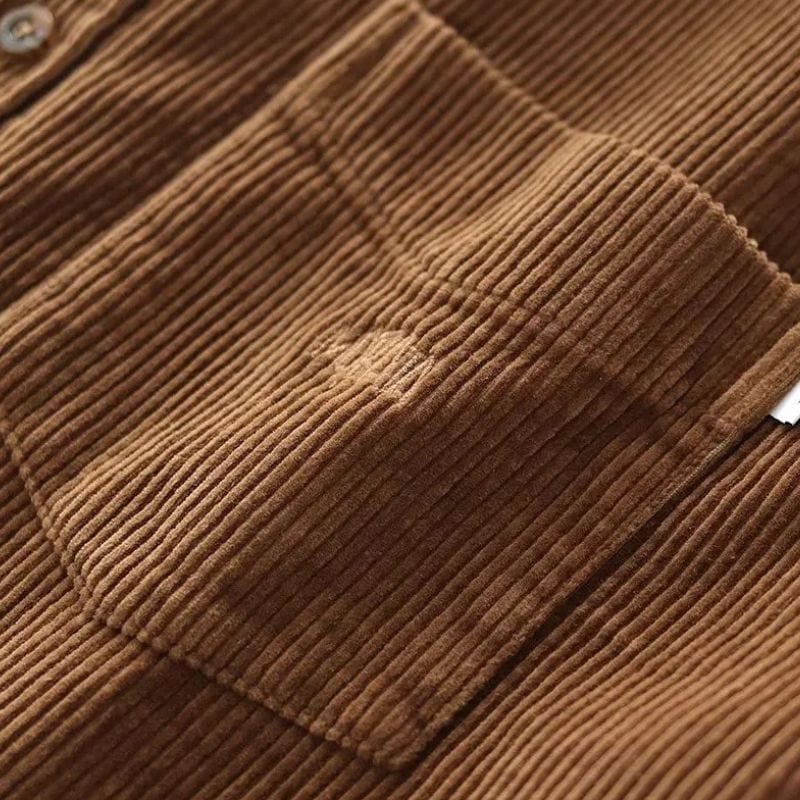 Chemise-Homme-Velours-Marron