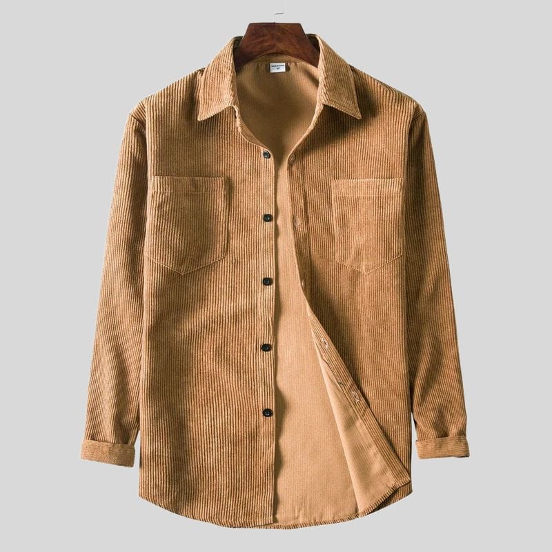 Chemise-Velour-Camel-Homme