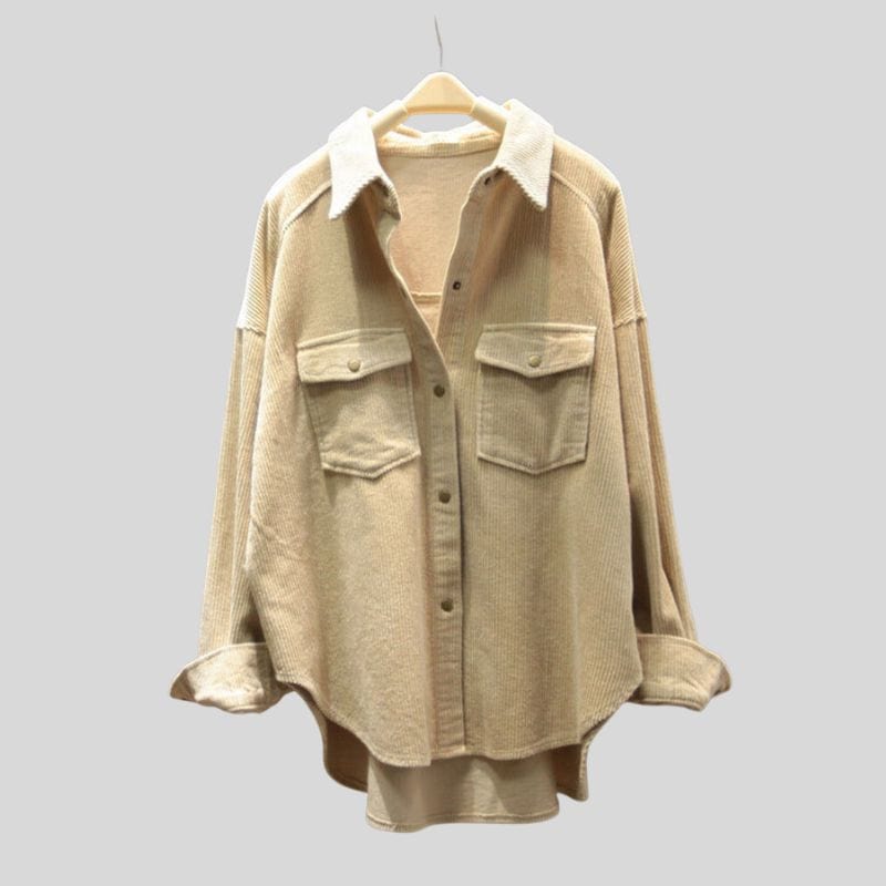 Chemise-Velours-Beige-Femme
