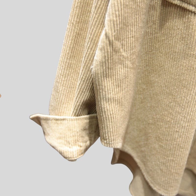 Chemise-Velours-Beige-Femme