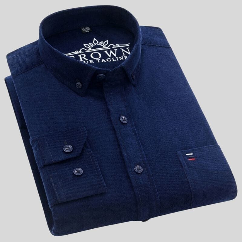 Chemise-Velours-Bleu-Marine-Homme