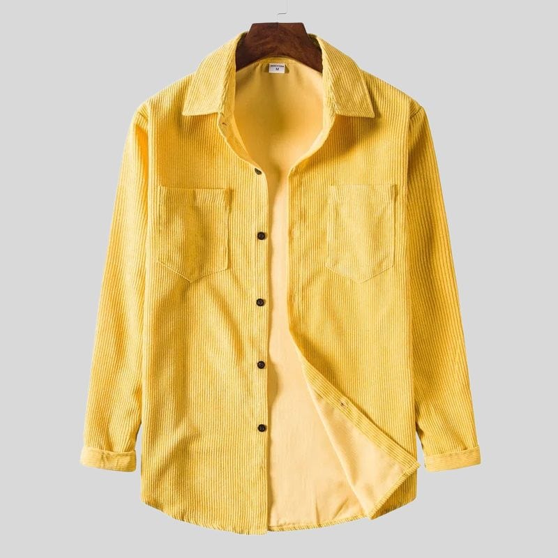 Chemise-Velours-Cotelé-Homme-Jaune