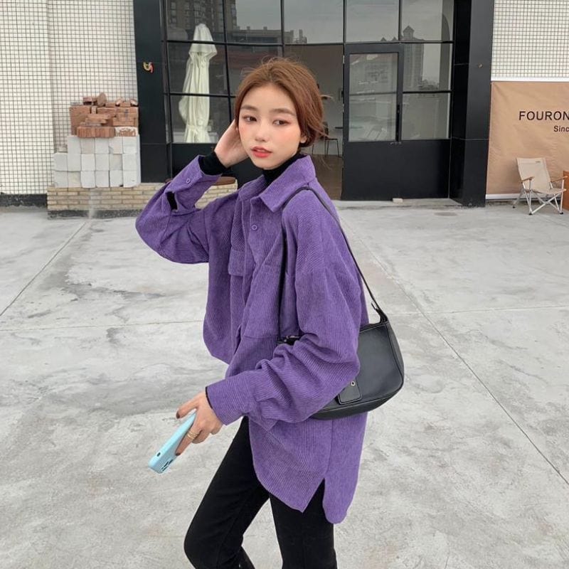 Chemise-Velours-Femme-Violet