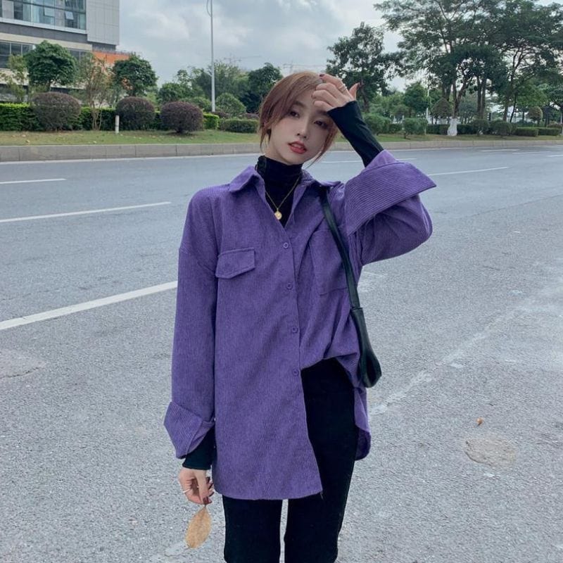 Chemise-Velours-Femme-Violet