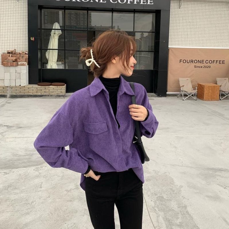 Chemise-Velours-Femme-Violet