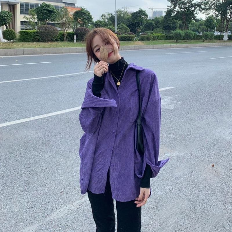 Chemise-Velours-Femme-Violet