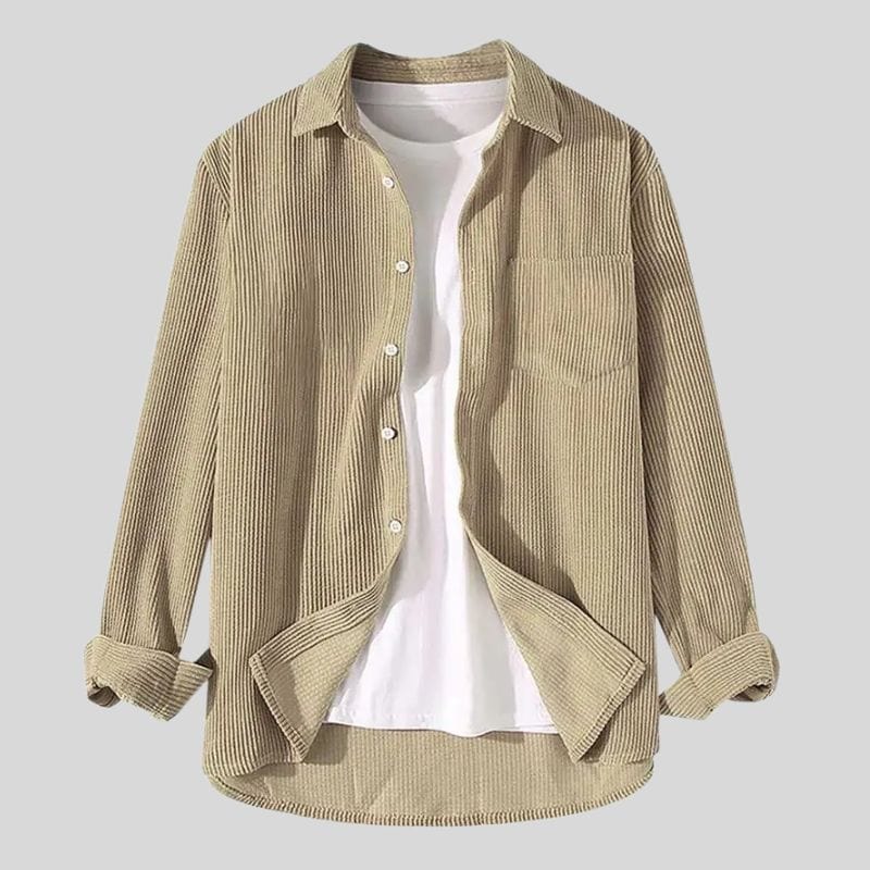 Chemise-Velours-Homme-Beige