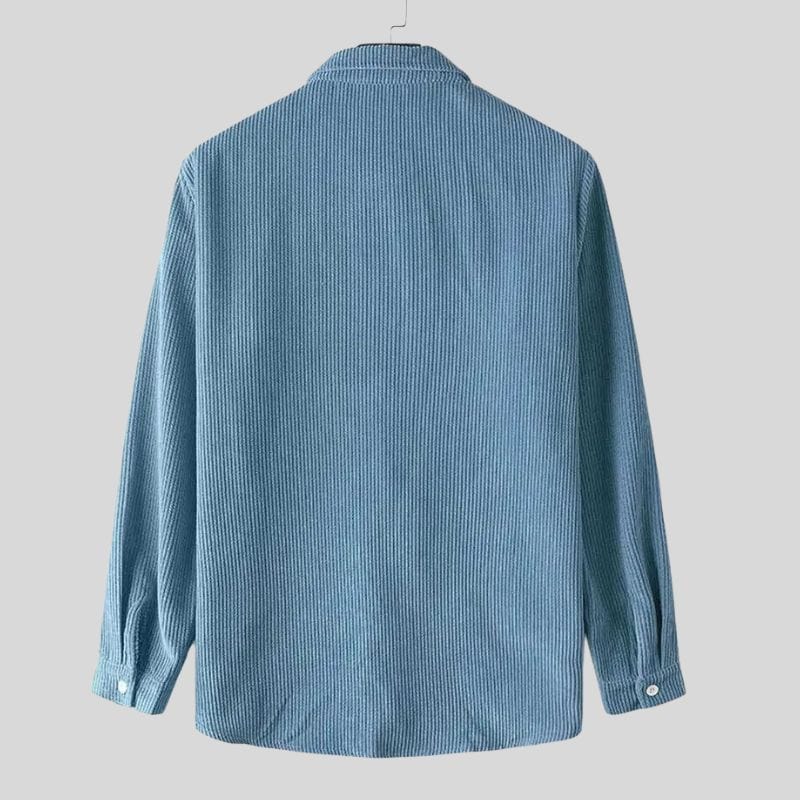 Chemise-Velours-Homme-Bleu