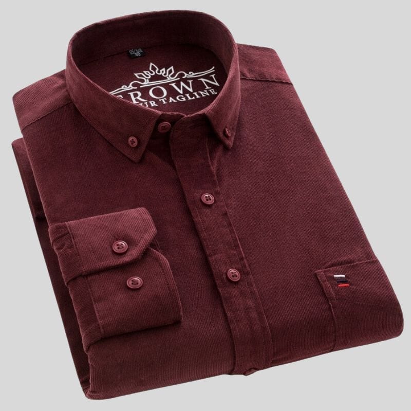 Chemise-Velours-Homme-Bordeaux