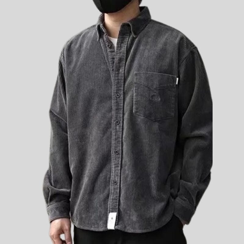 Chemise-Velours-Homme-Gris