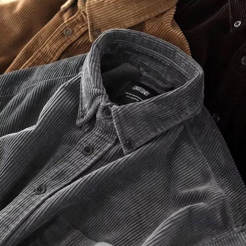 Chemise-Velours-Homme-Gris
