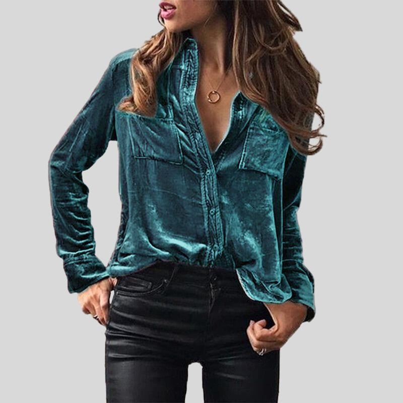 Chemise-Velours-Lisse-Femme