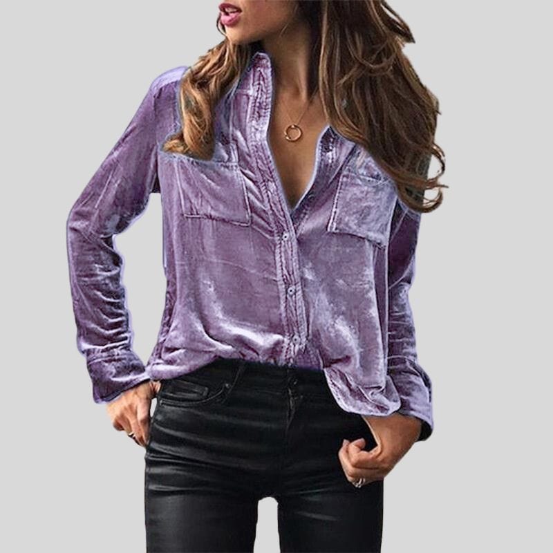 Chemise-Velours-Lisse-Femme