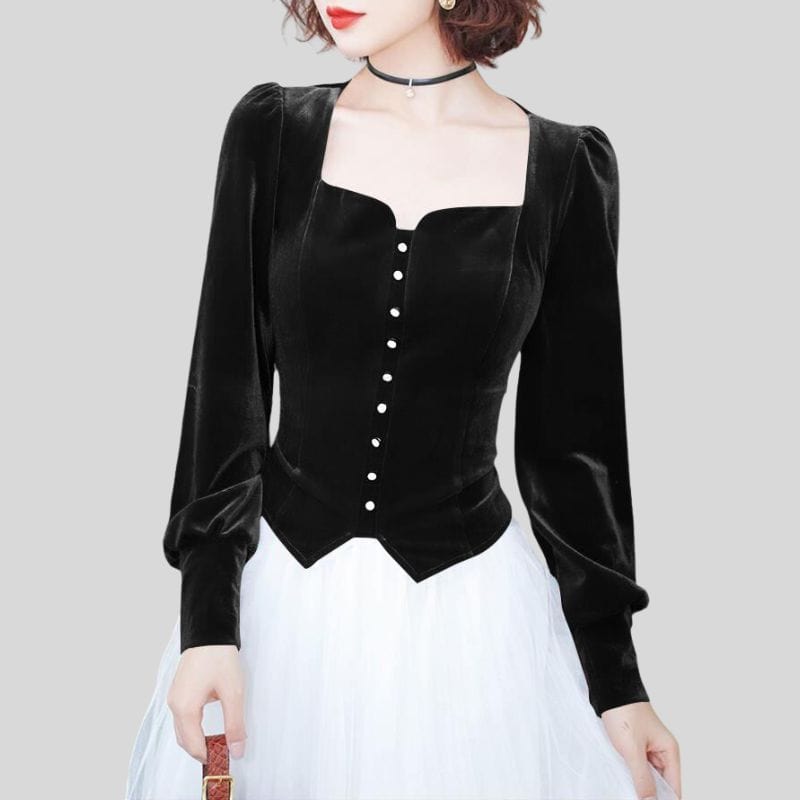 Chemise-Velours-Noir-Femme