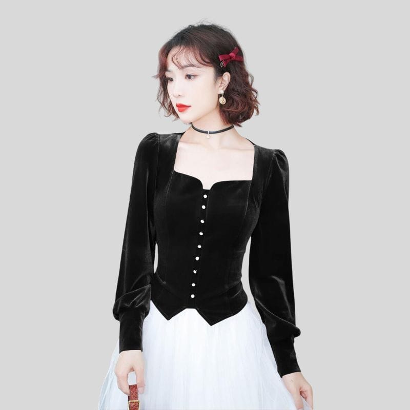 Chemise-Velours-Noir-Femme