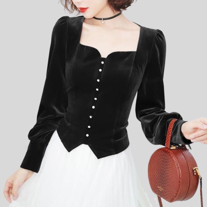 Chemise-Velours-Noir-Femme