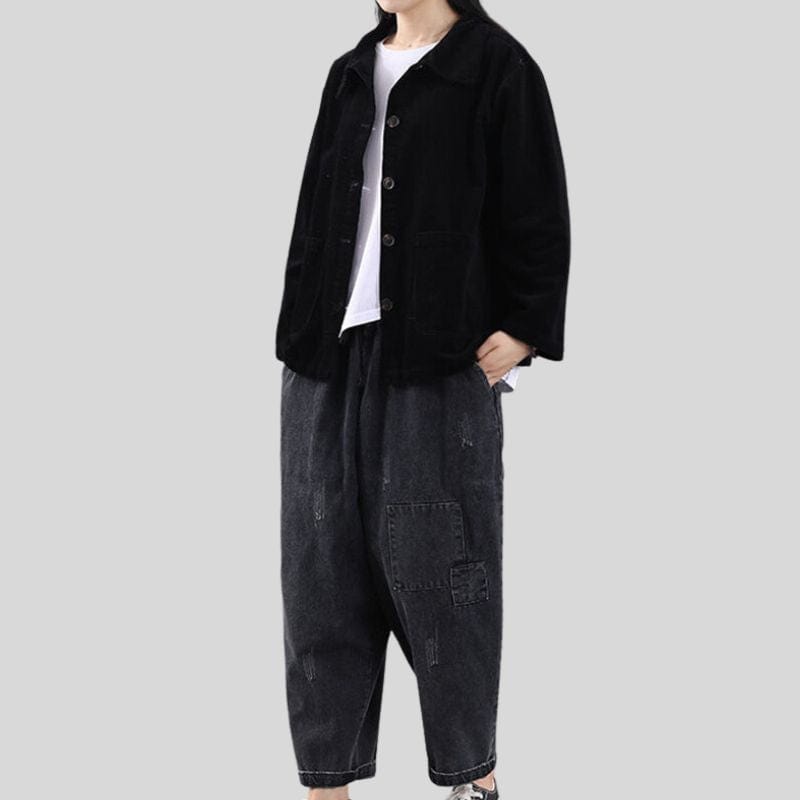 Chemise-Velours-Noire-Femme