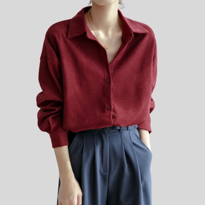 Chemise-Velours-Rouge-Femme