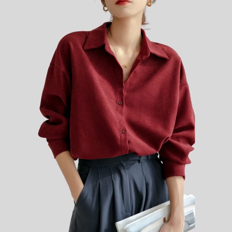 Chemise-Velours-Rouge-Femme