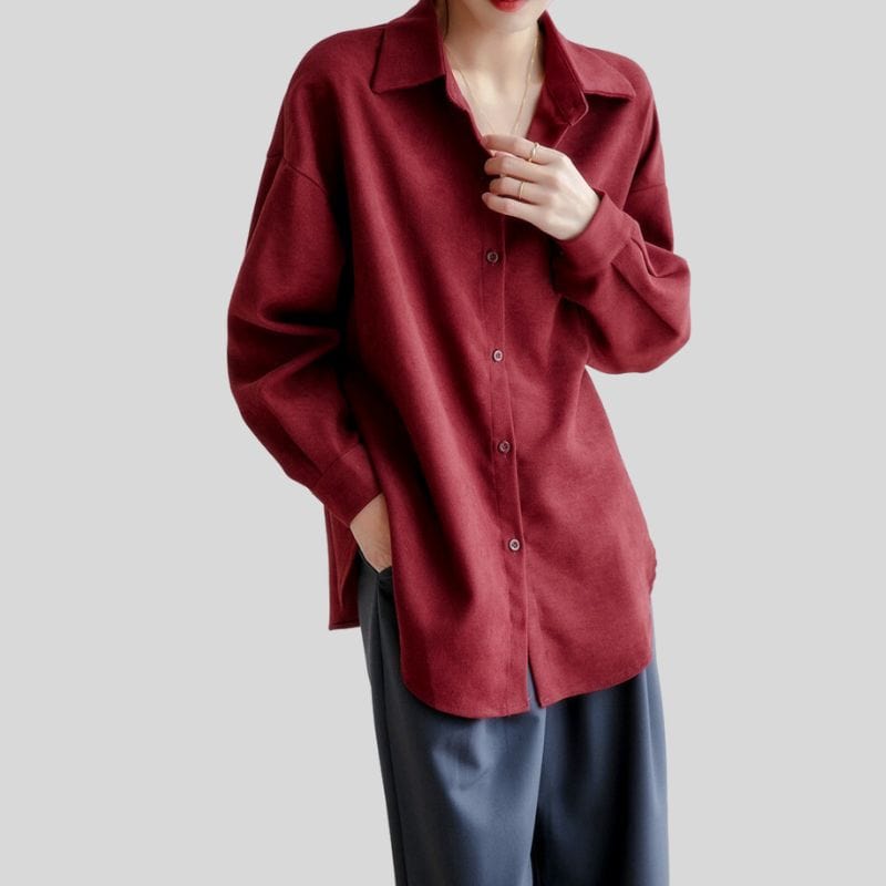 Chemise-Velours-Rouge-Femme