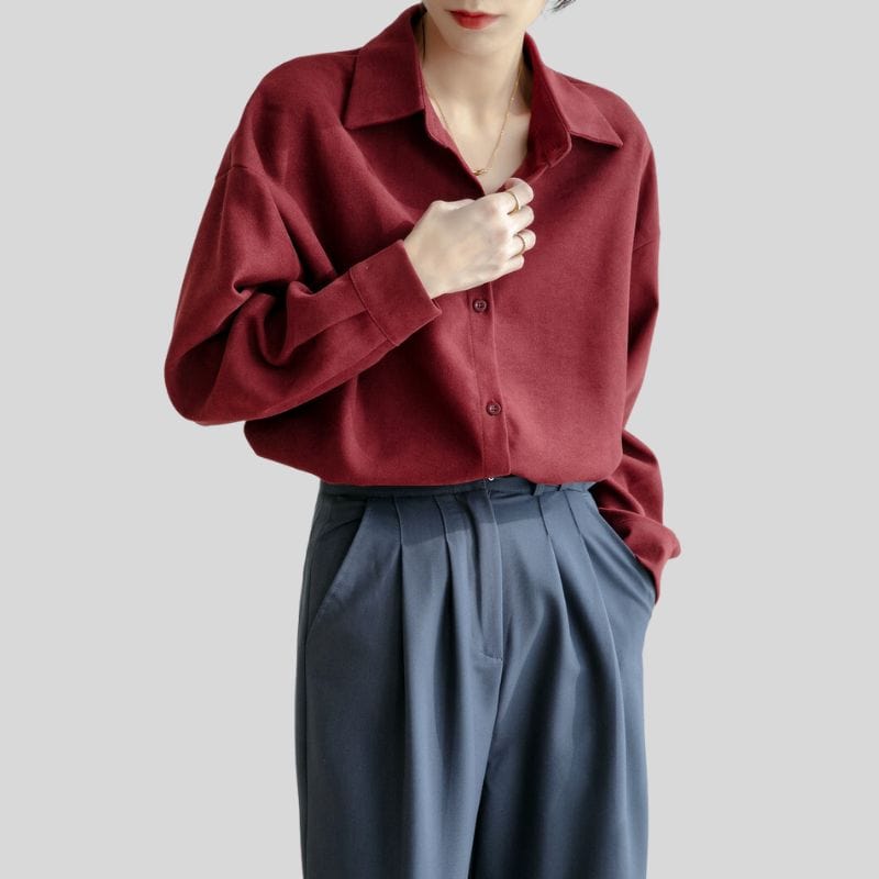 Chemise-Velours-Rouge-Femme