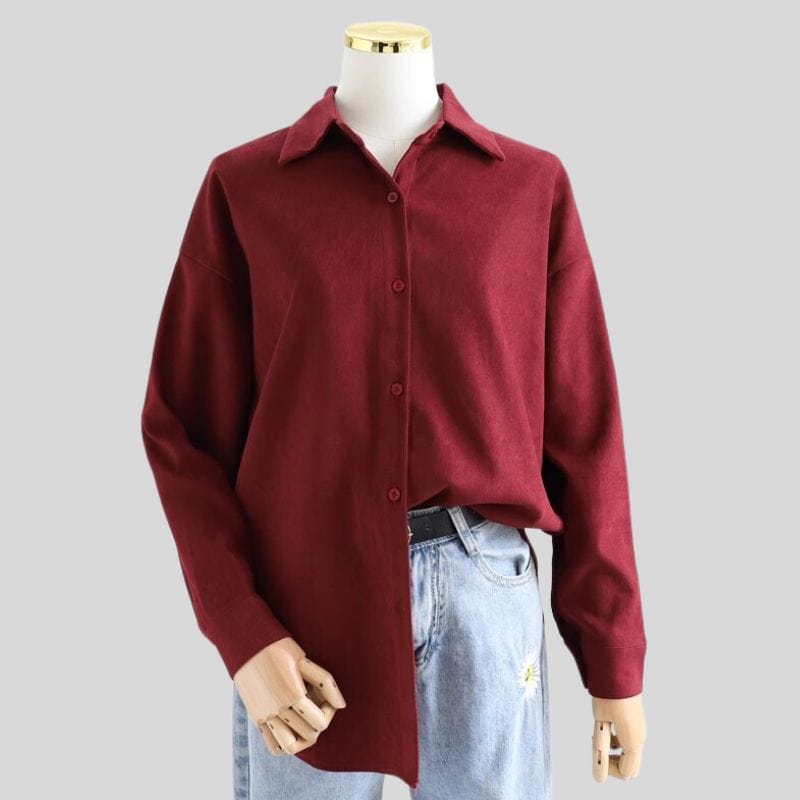 Chemise-Velours-Rouge-Femme