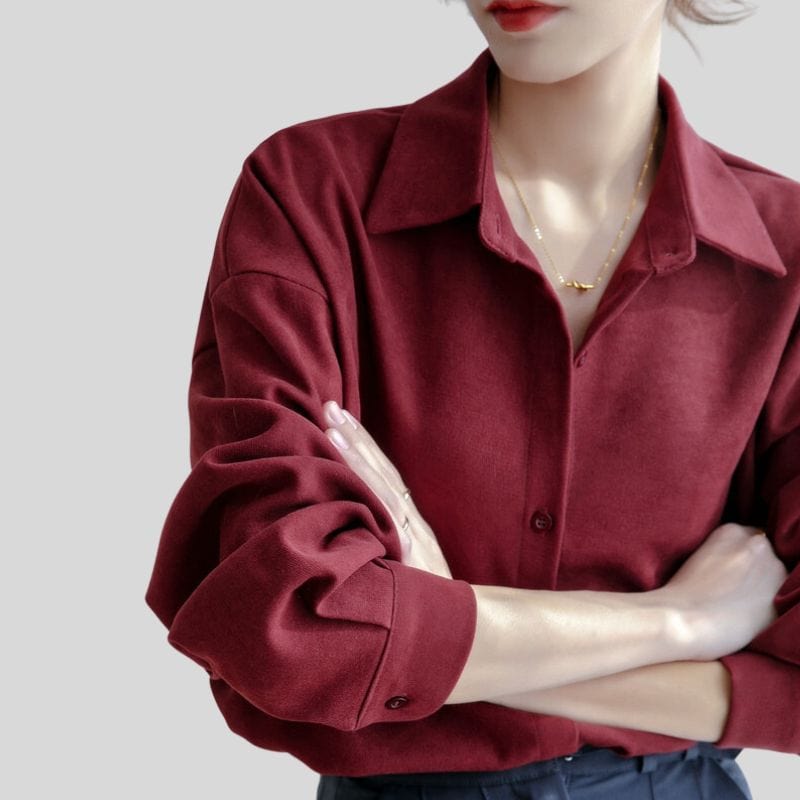 Chemise-Velours-Rouge-Femme