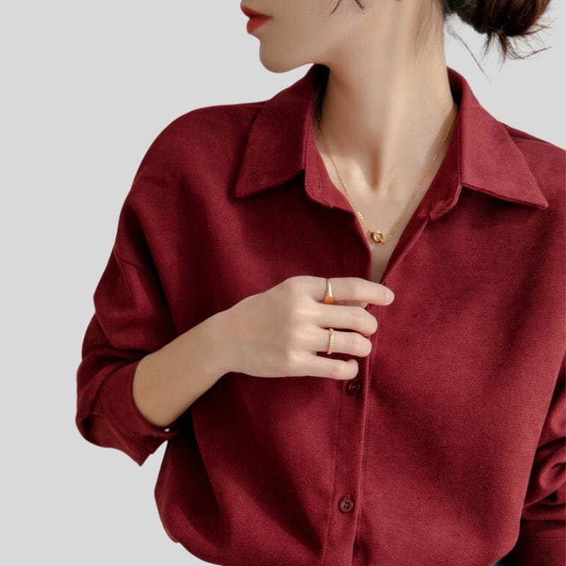 Chemise-Velours-Rouge-Femme