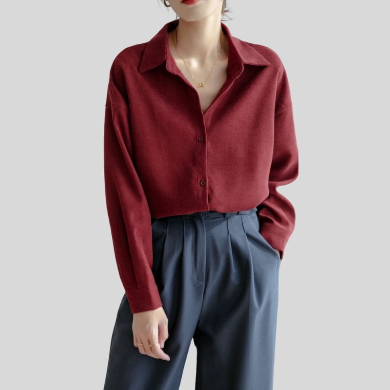 Chemise-Velours-Rouge-Femme