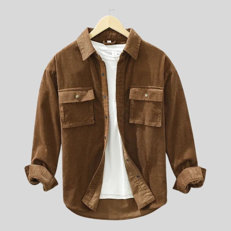 Chemise-en-Velours-Côtelé-Marron-Homme