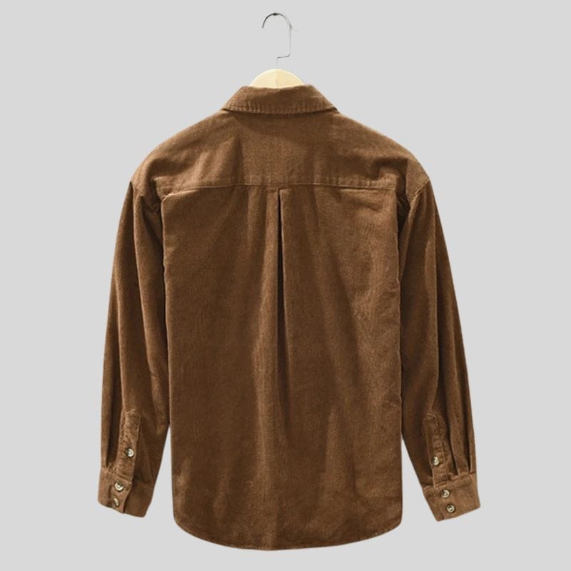 Chemise-en-Velours-Côtelé-Marron-Homme