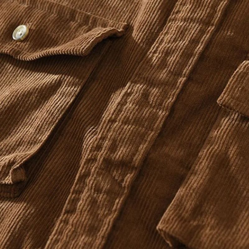 Chemise-en-Velours-Côtelé-Marron-Homme