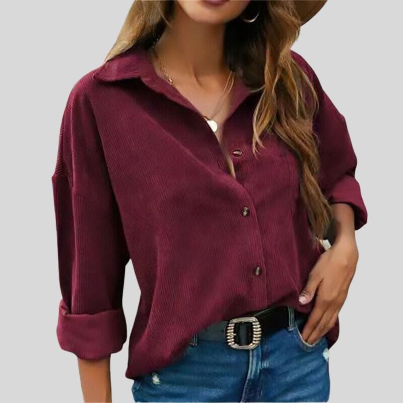 Chemisier-Bordeaux-Femme-Velours