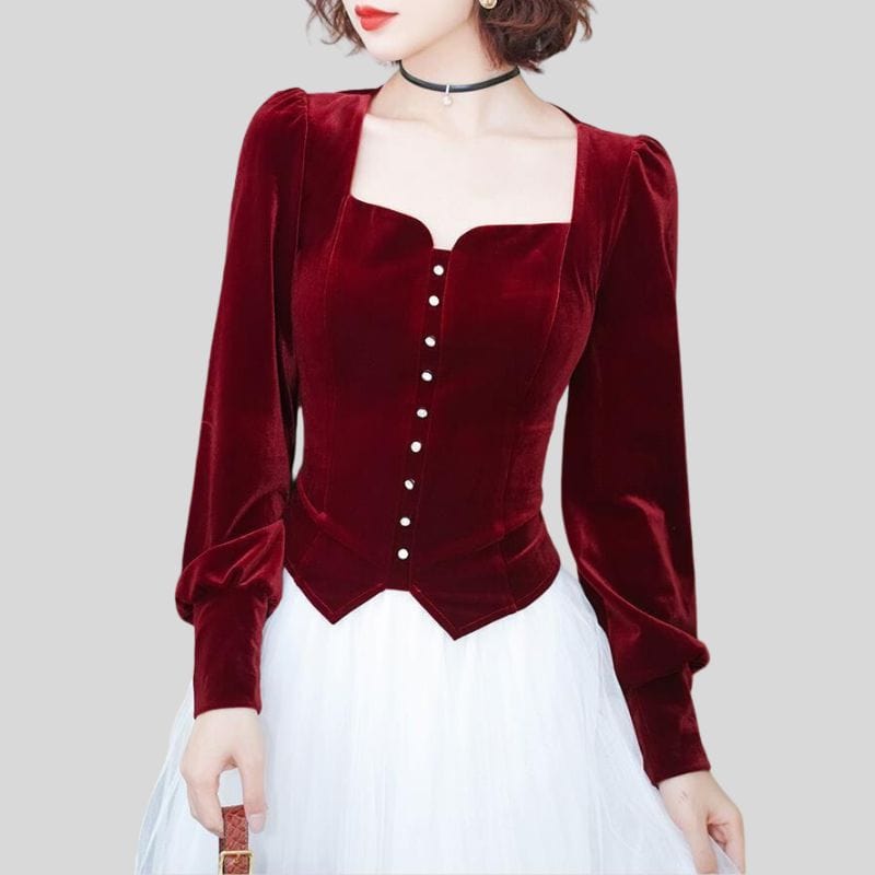 Chemisier-Velours-Femme