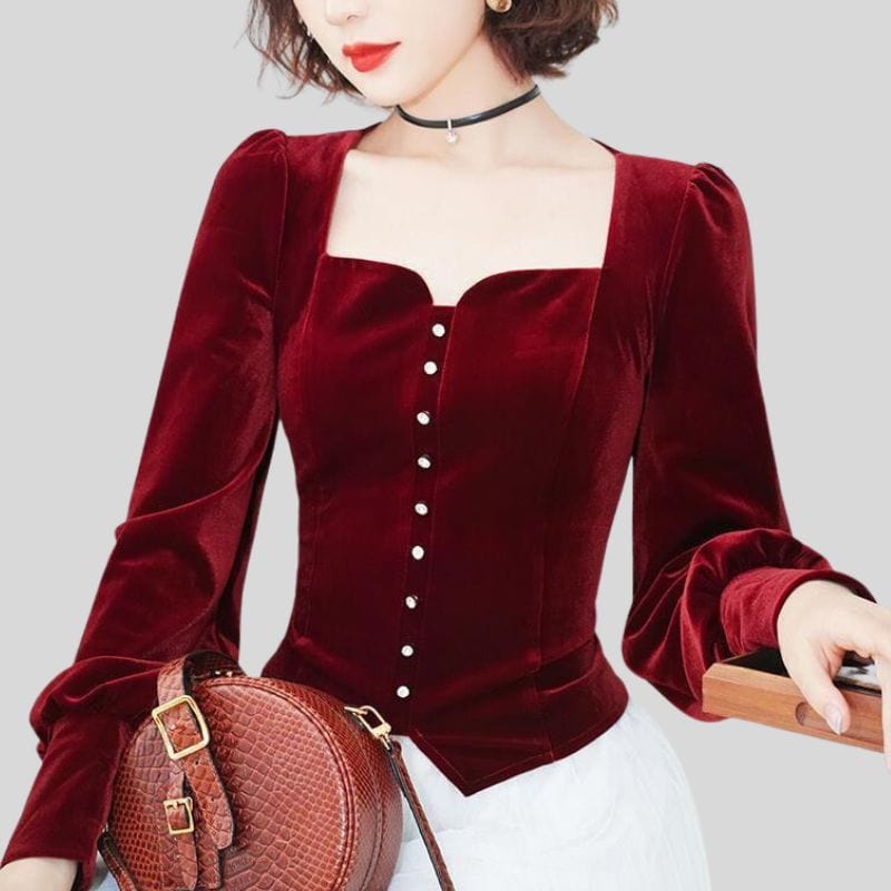 Chemisier-Velours-Femme