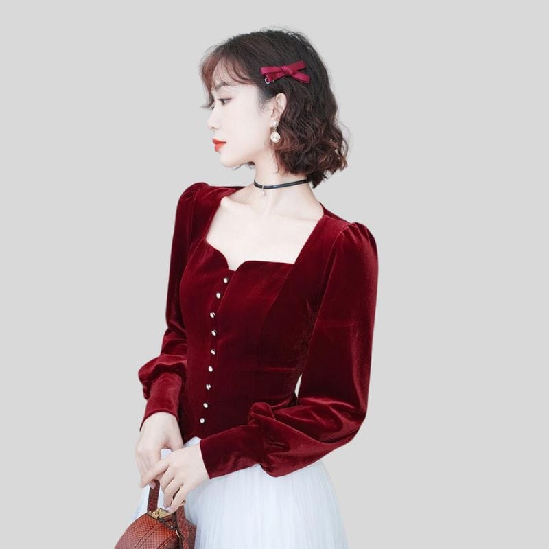 Chemisier-Velours-Femme