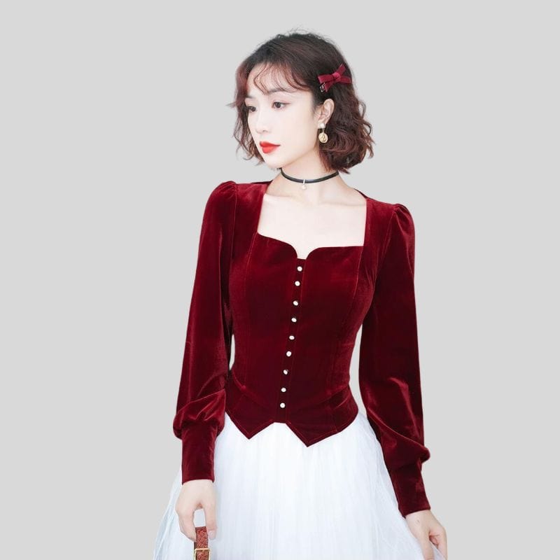 Chemisier-Velours-Femme