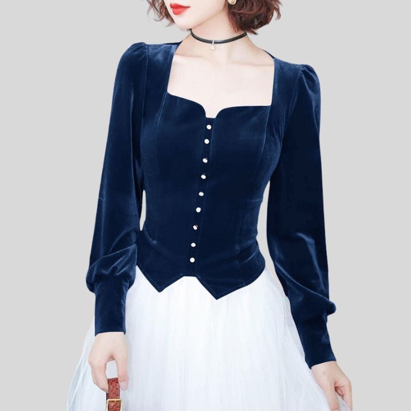 Chemisier-en-Velours-Femme