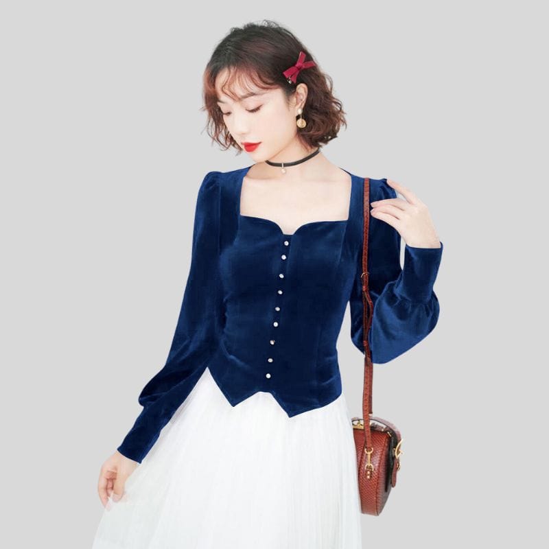 Chemisier-en-Velours-Femme