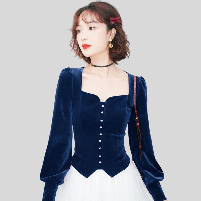 Chemisier-en-Velours-Femme