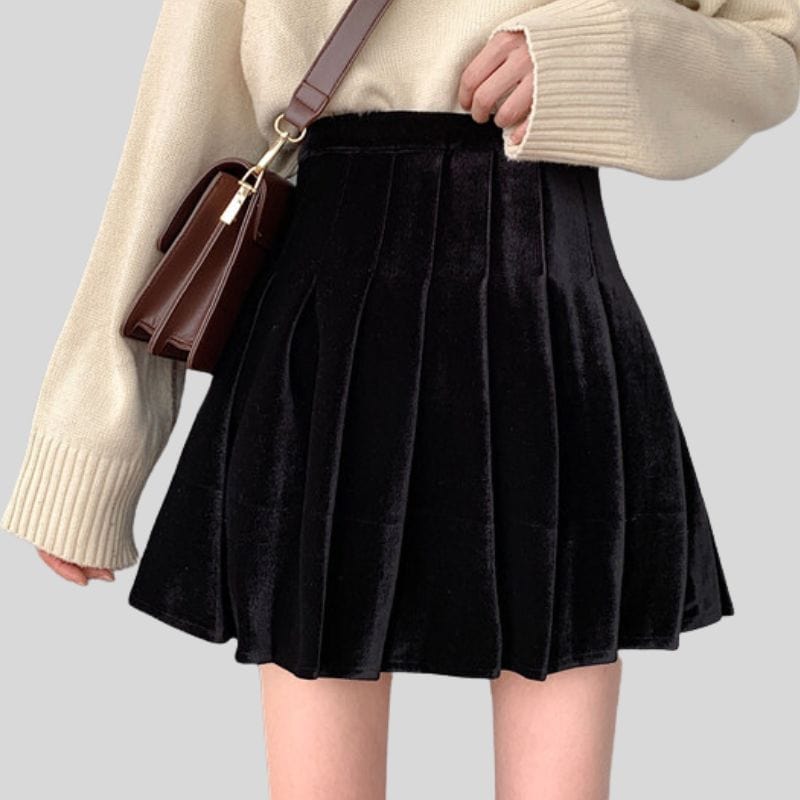 Jupe-Courte-Velours-Noir