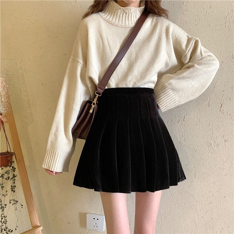 Jupe-Courte-Velours-Noir