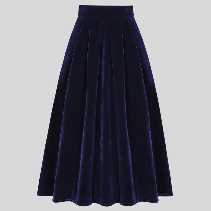 Jupe-Longue-en-Velours-Femme