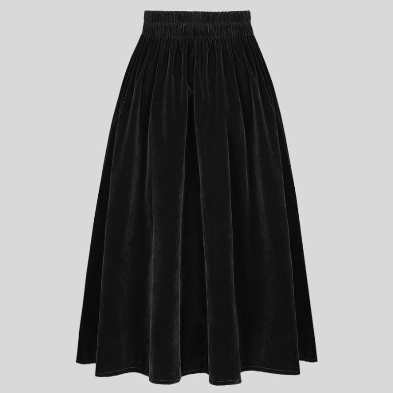 Jupe-Longue-en-Velours-Femme