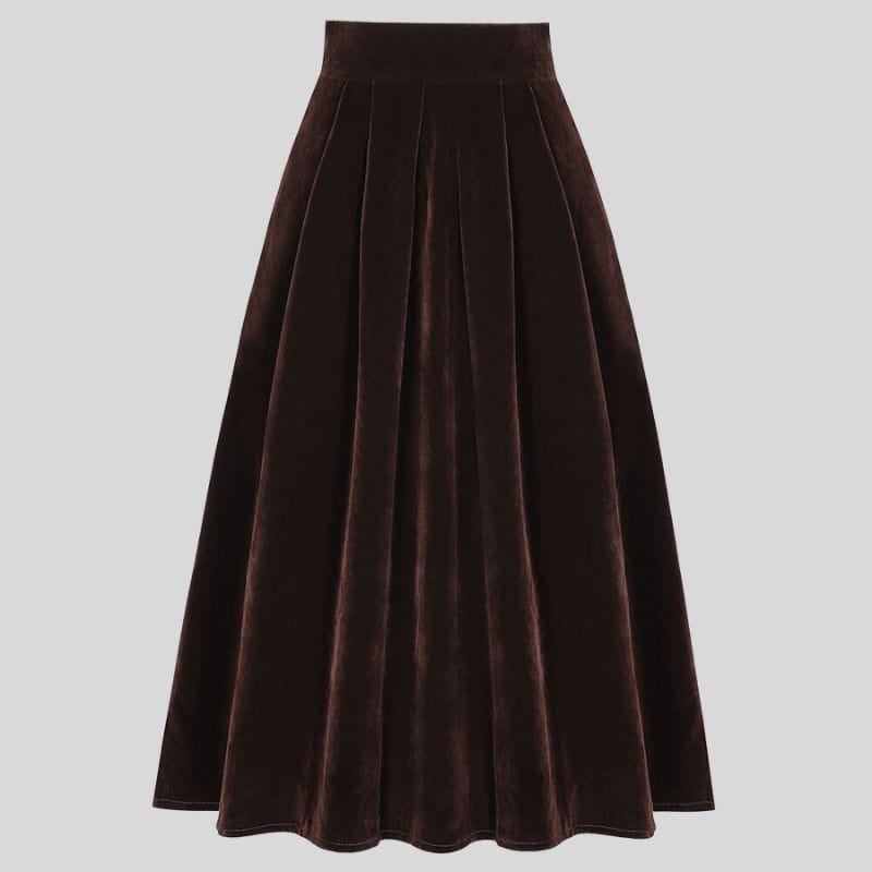 Jupe-Longue-en-Velours-Femme