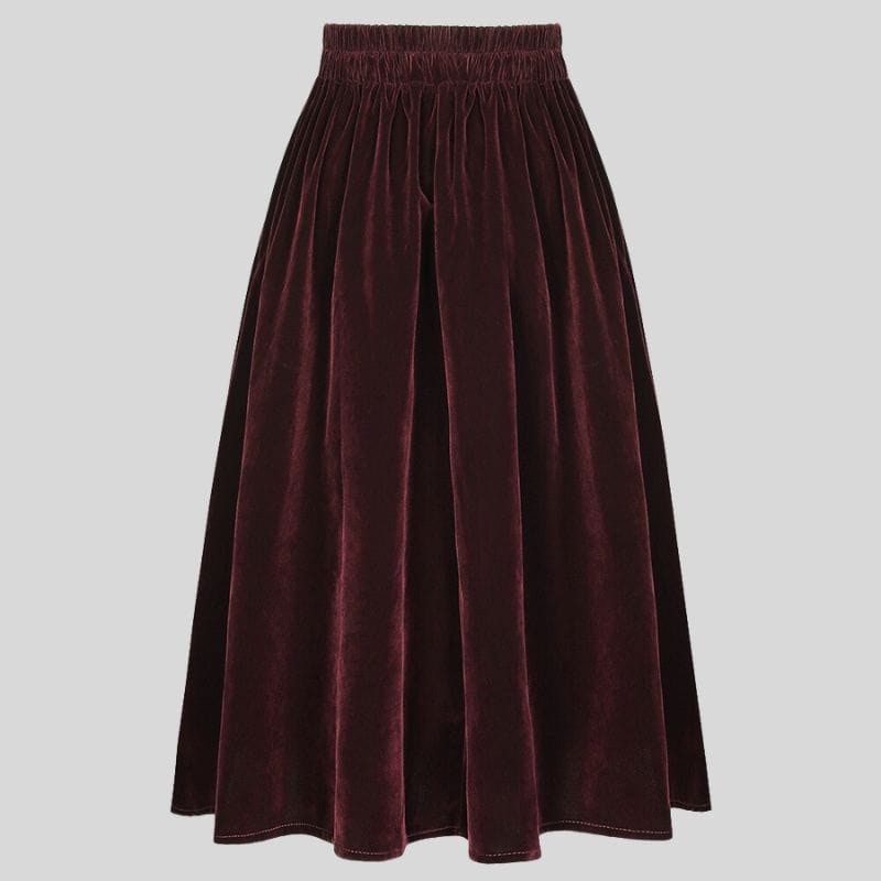 Jupe-Longue-en-Velours-Femme