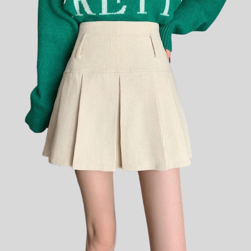 Jupe-Velour-Cotelé-Blanche