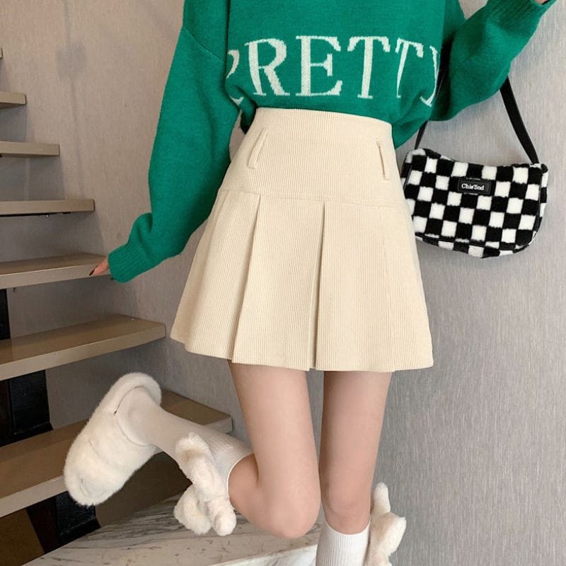 Jupe-Velour-Cotelé-Blanche